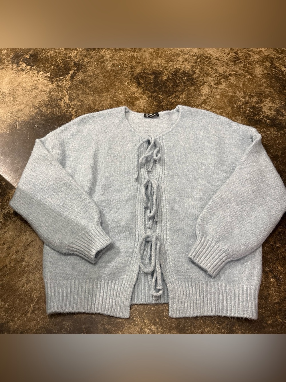 Cozy Light Blue Tie-Front Knit Cardigan